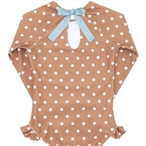 Minnow Mocha Dot rashguard one-piece